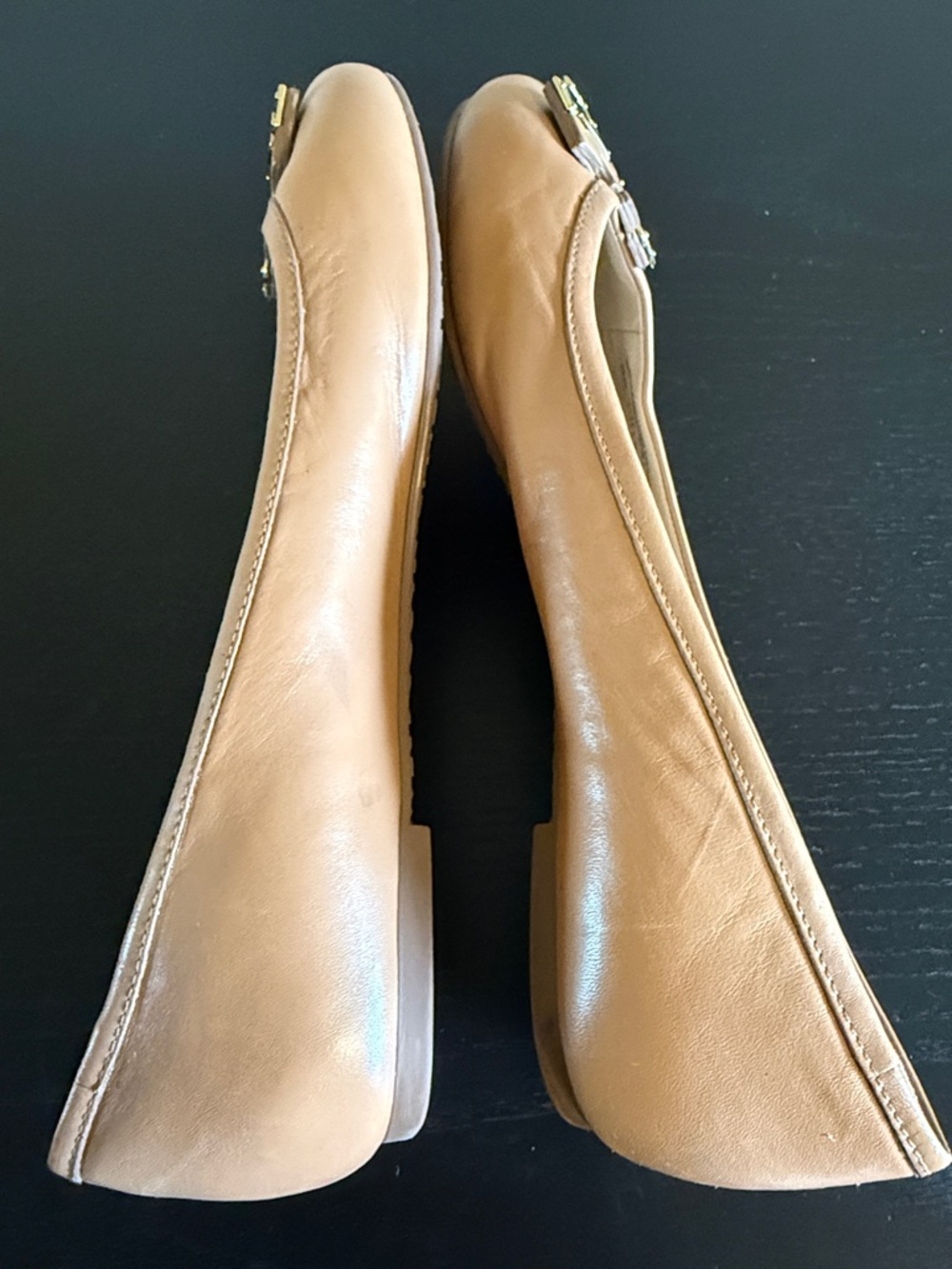 Tory Burch Women’s Lowell Logo Ballet Flat Royal Tan Leather size 10 - Picture 7 of 17